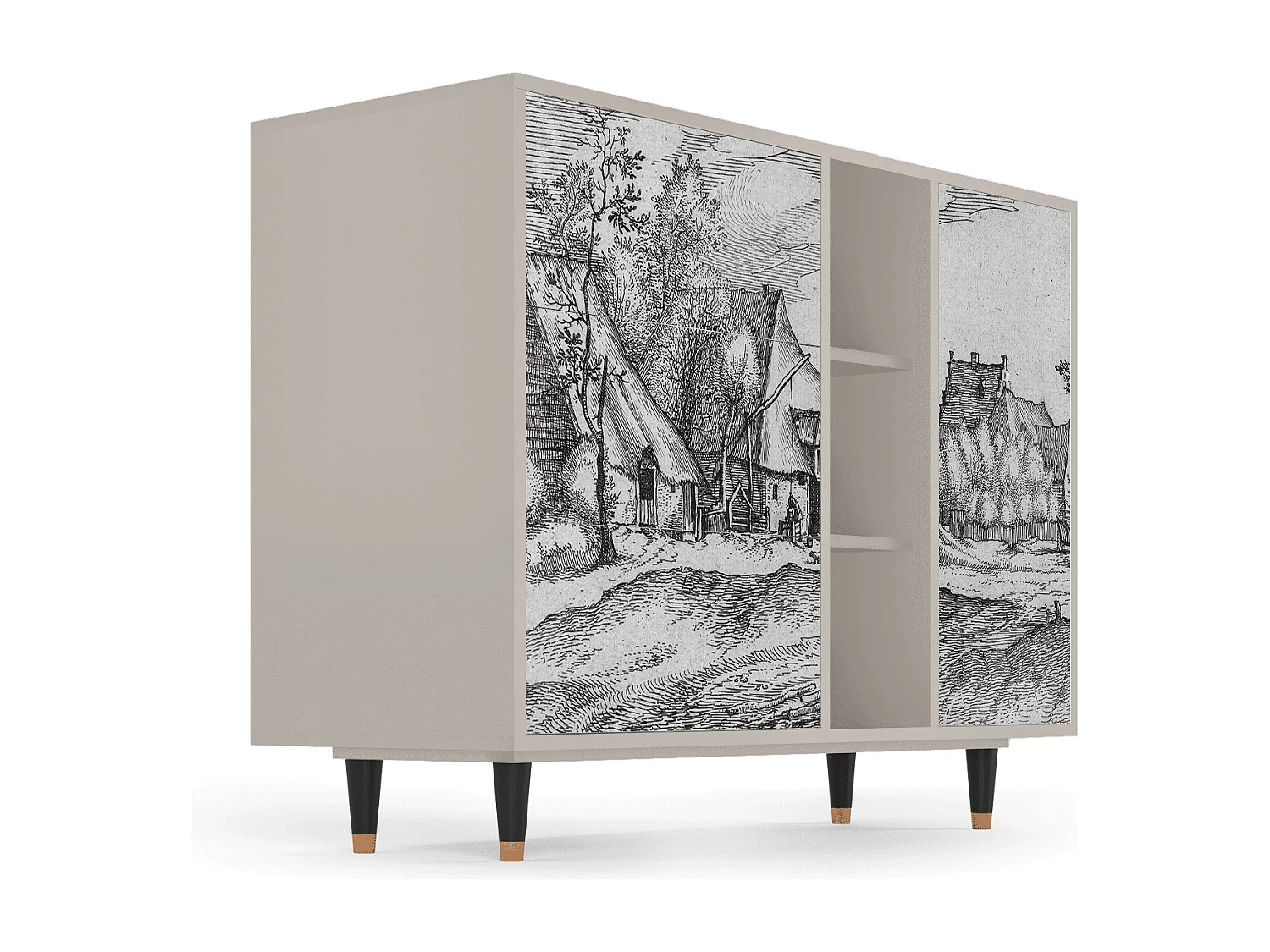 Dressoir - 125x98x48 cm - BS2 - Farms in a Village, Zand