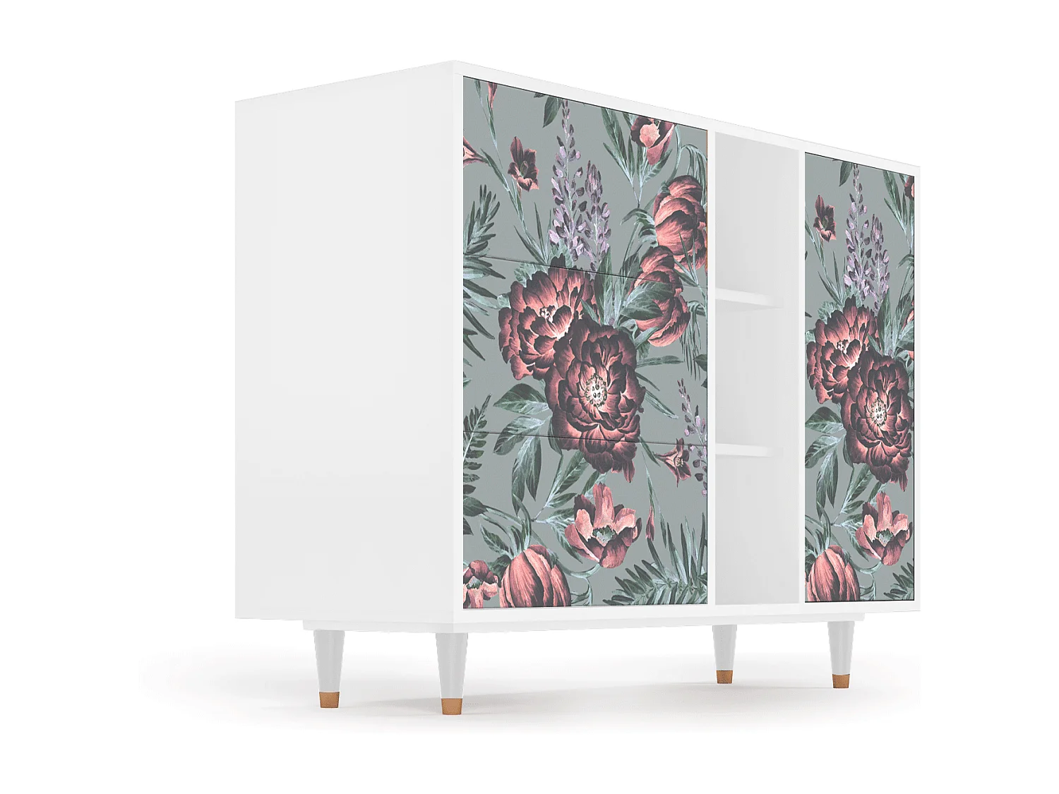 Aparador - 125x98x48 cm - BS2 - Light Peonies, Blanco