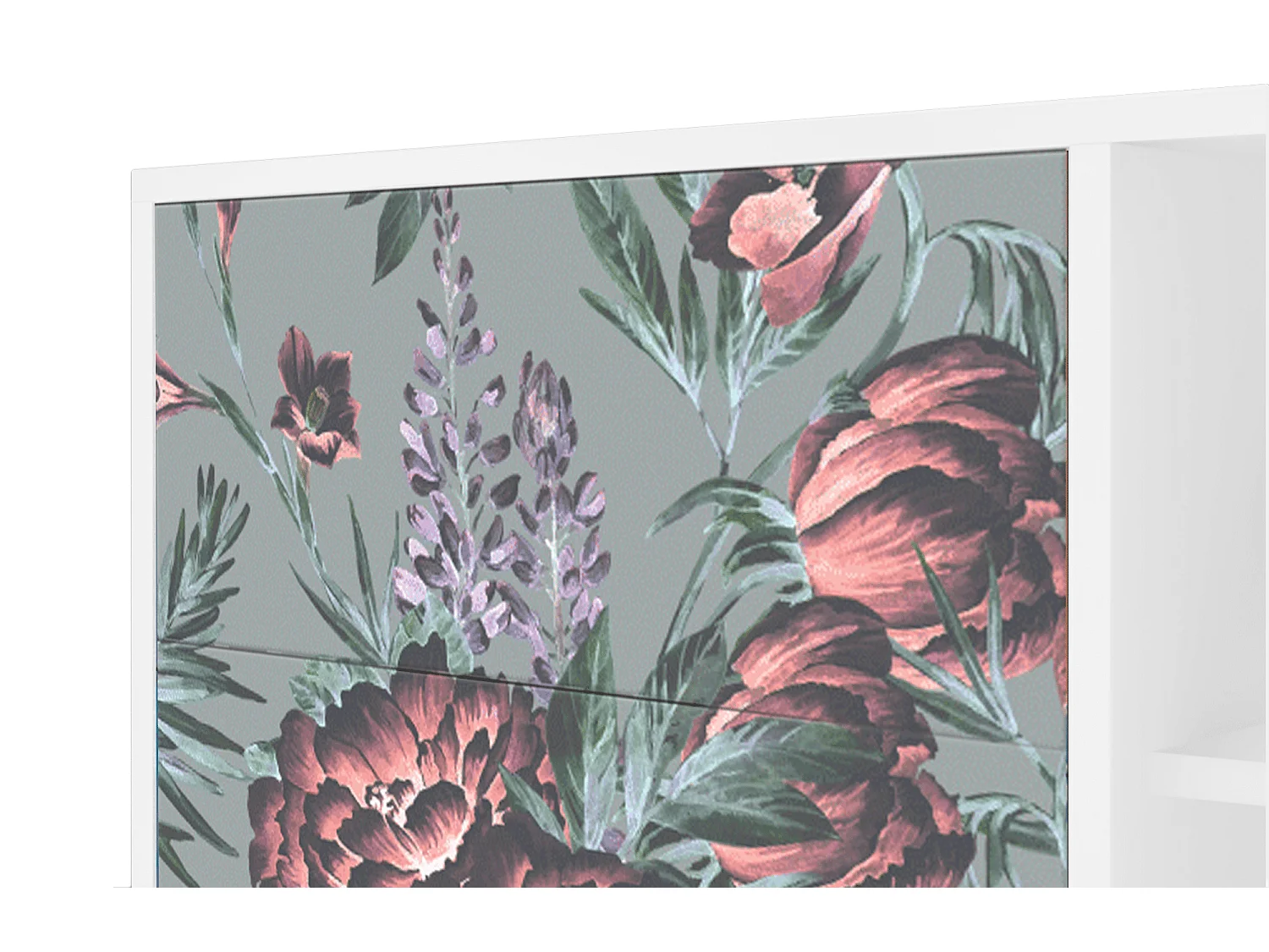 Buffet - 125x98x48 cm - BS2 - Light Peonies, Blanc