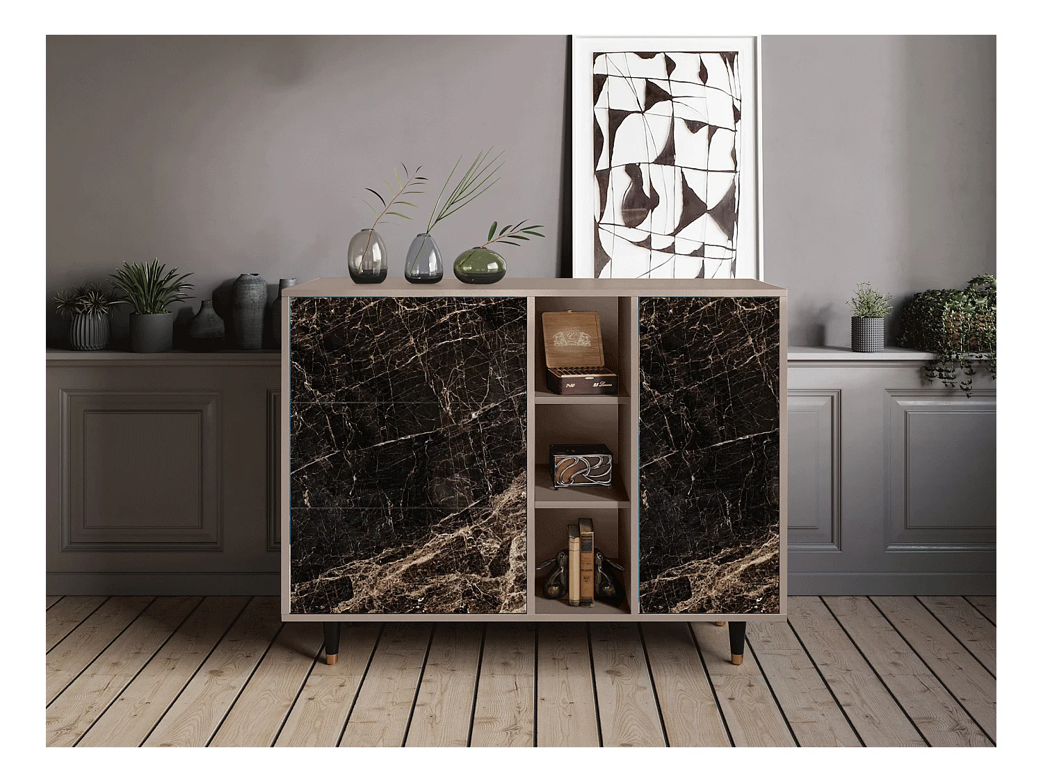 Buffet - 125x98x48 cm - BS2 - Night Abyss, Latte