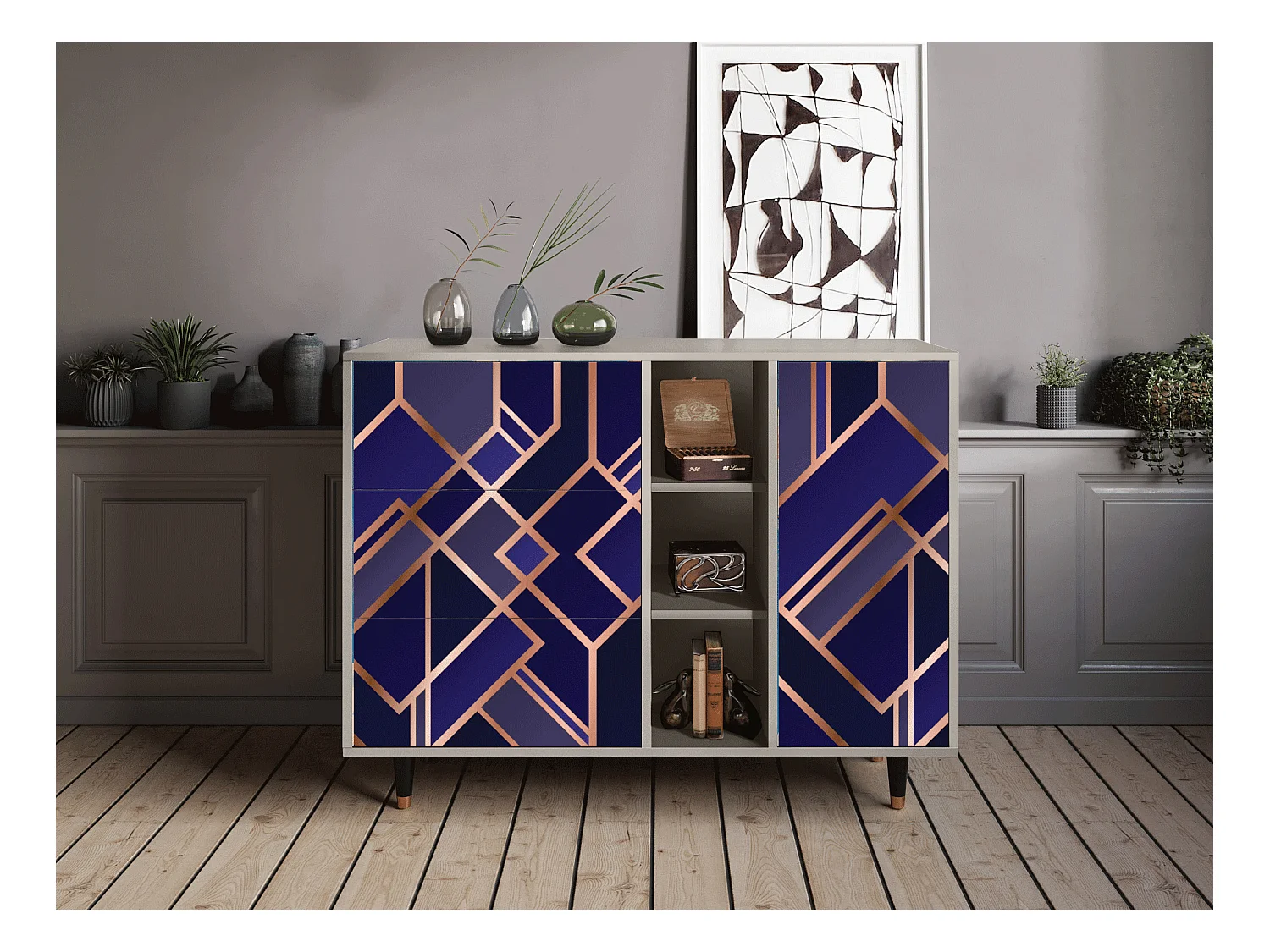 Credenza - 125x98x48 cm - BS2 - Aquamarine Getsby, Sabbia