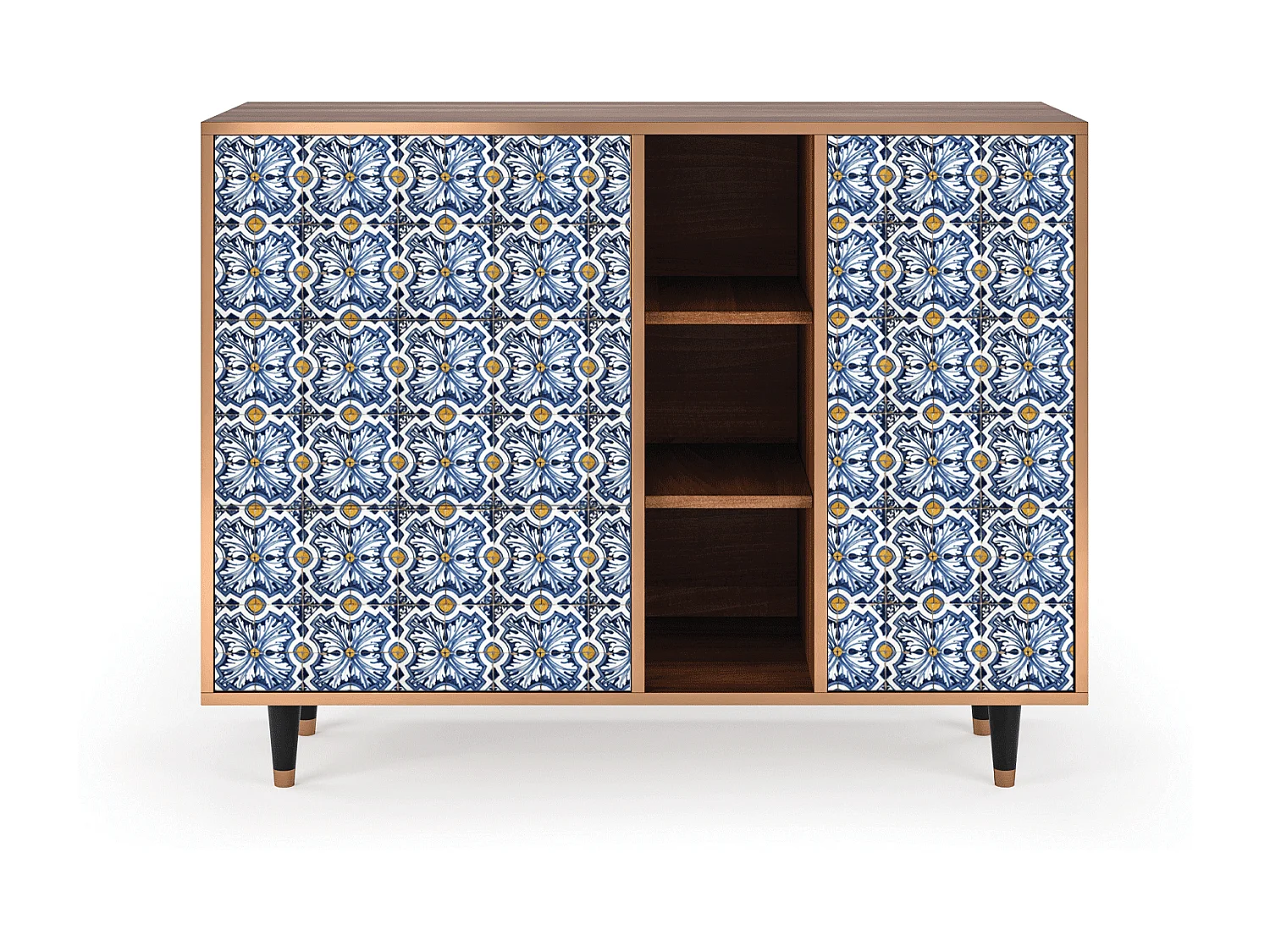 Kredens - 125x98x48 cm - BS2 - Lovely Cornflowers, Orzech