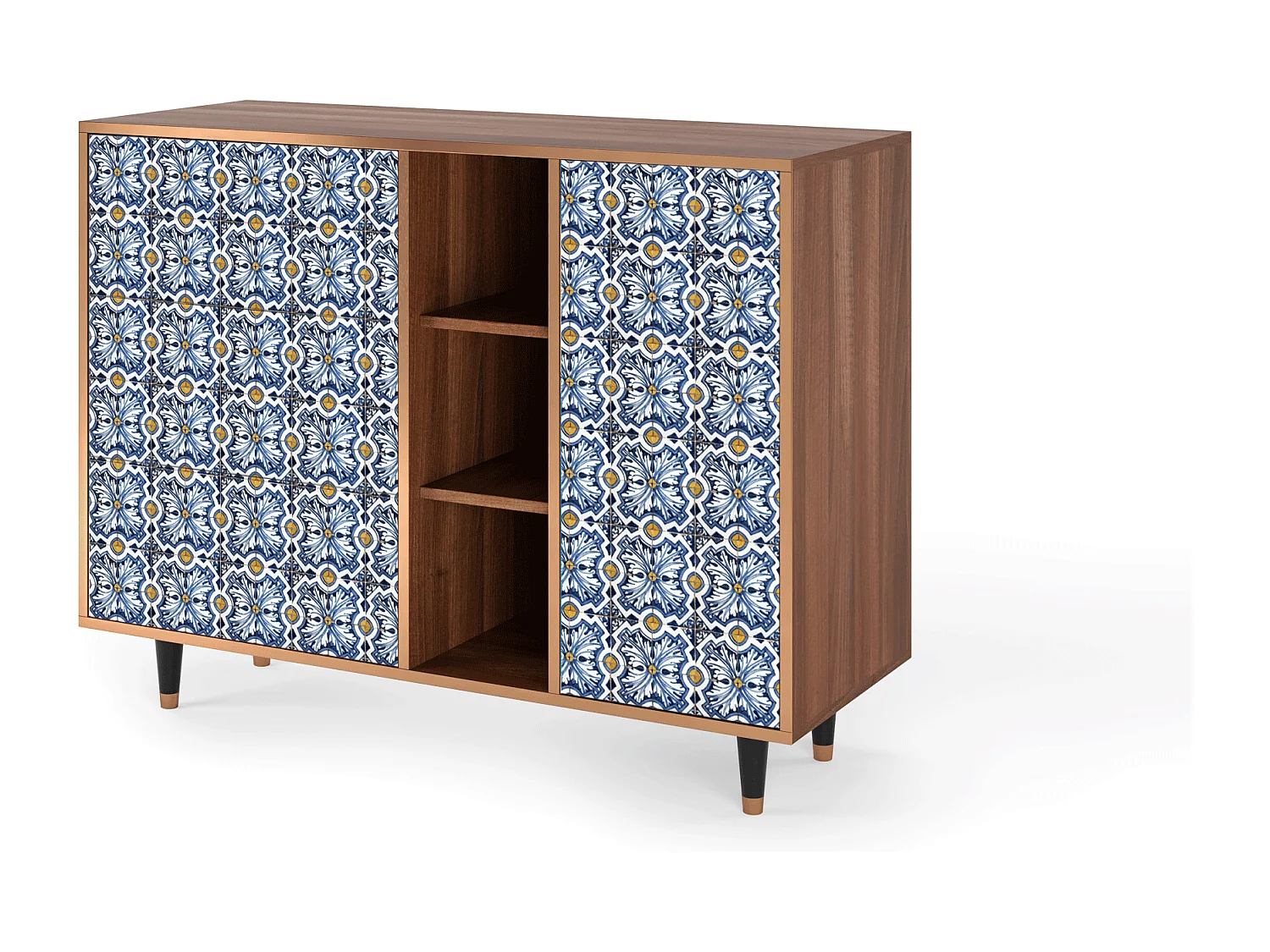 Kredens - 125x98x48 cm - BS2 - Lovely Cornflowers, Orzech