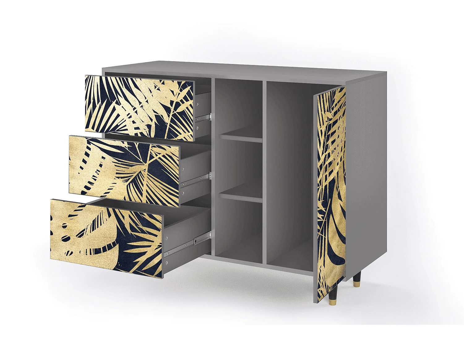 Buffet - 125x98x48 cm - BS2 - Jungle Vibes, Gris