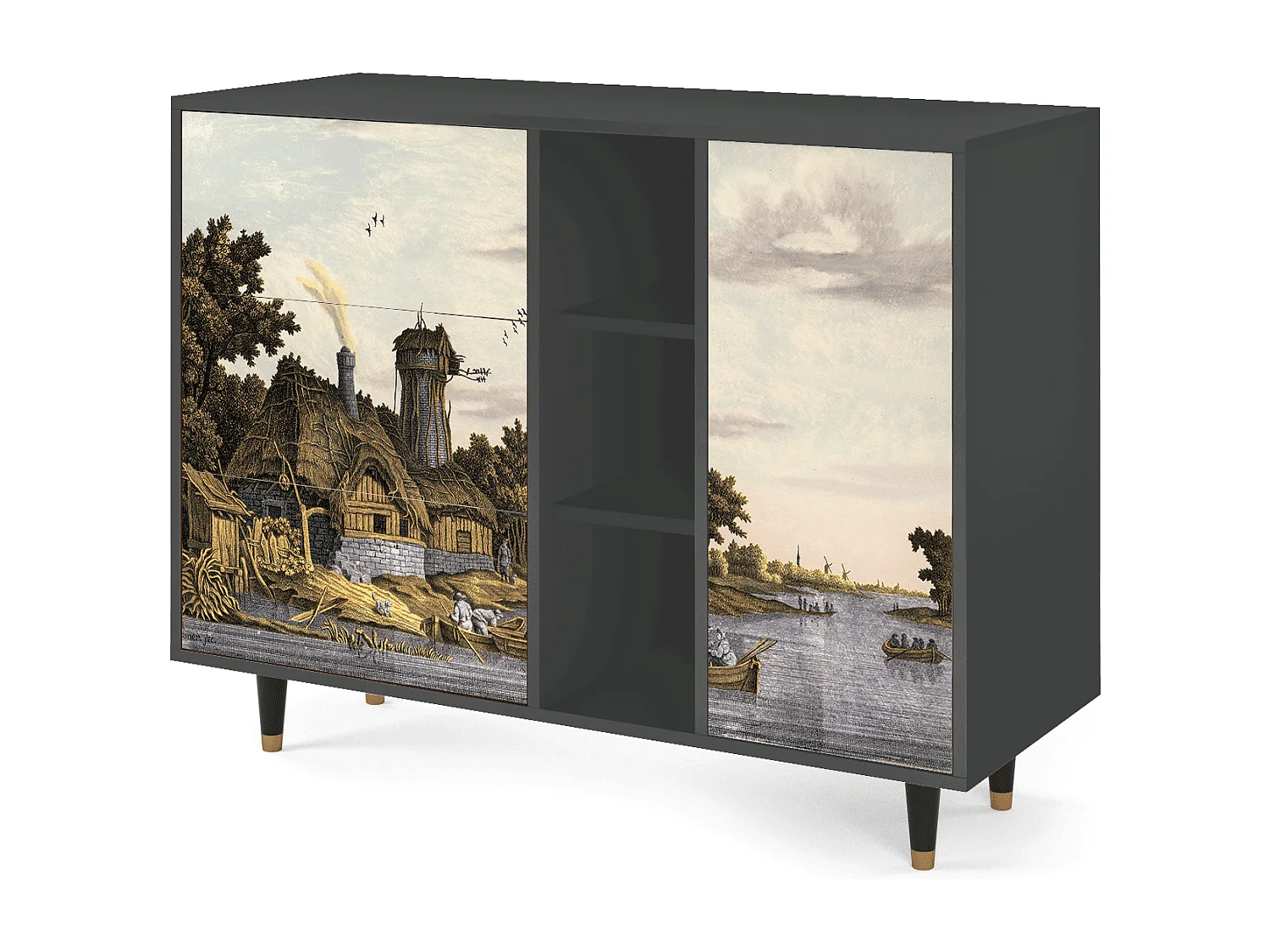 Kredens - 125x98x48 cm - BS2 - Mill along a River, Antracyt