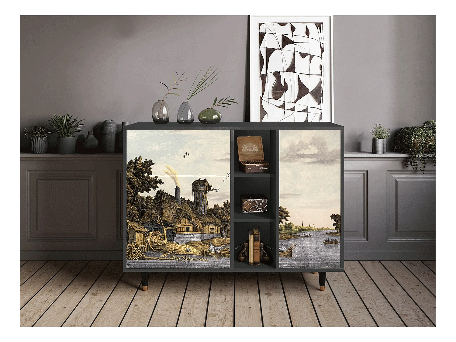 Buffet - 125x98x48 cm - BS2 - Mill along a River, Anthracite