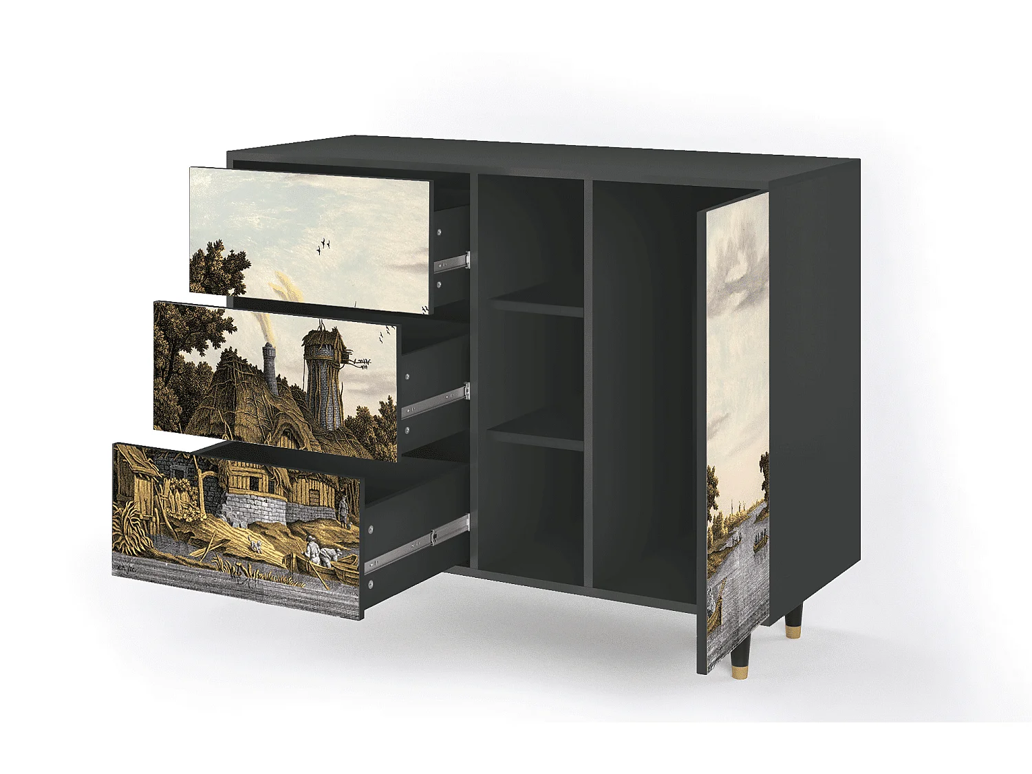 Buffet - 125x98x48 cm - BS2 - Mill along a River, Anthracite