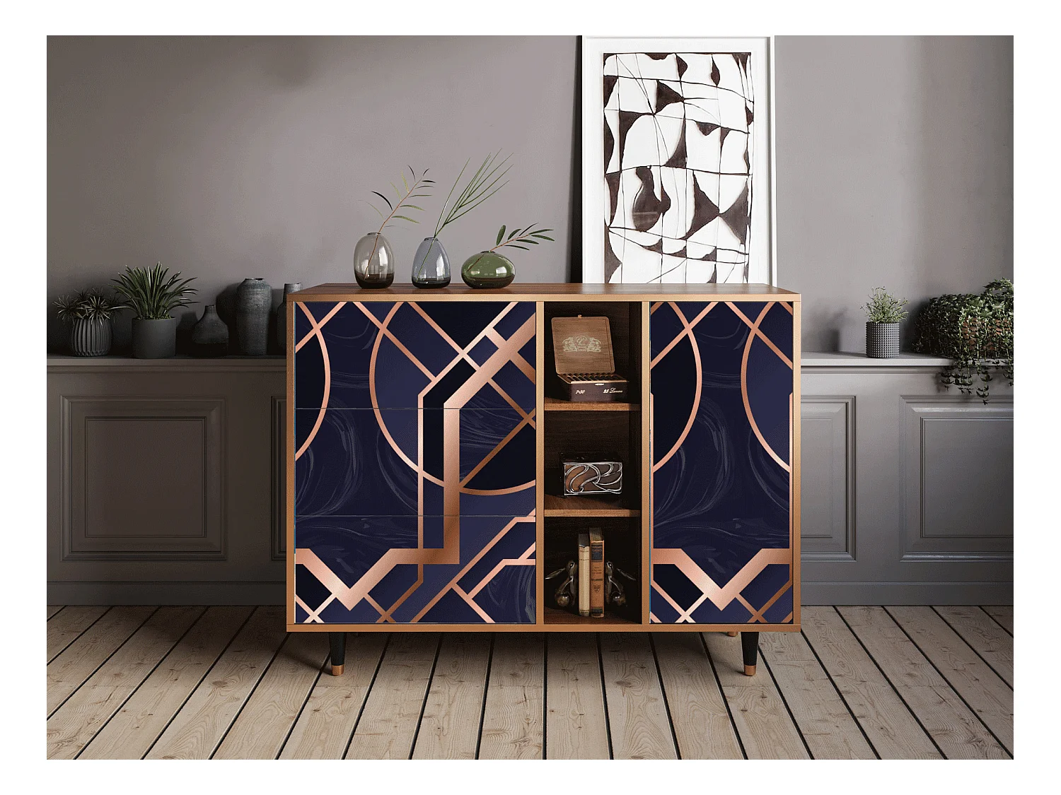 Sideboard - 125x98x48 cm - BS2 - Purple Temple, Walnuss