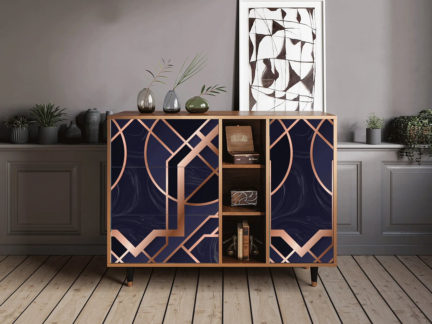 Sideboard - 125x98x48 cm - BS2 - Purple Temple, Walnuss