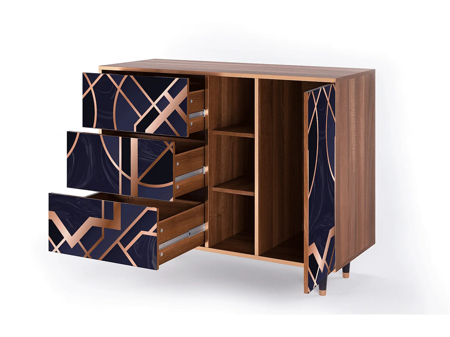 Sideboard - 125x98x48 cm - BS2 - Purple Temple, Walnuss