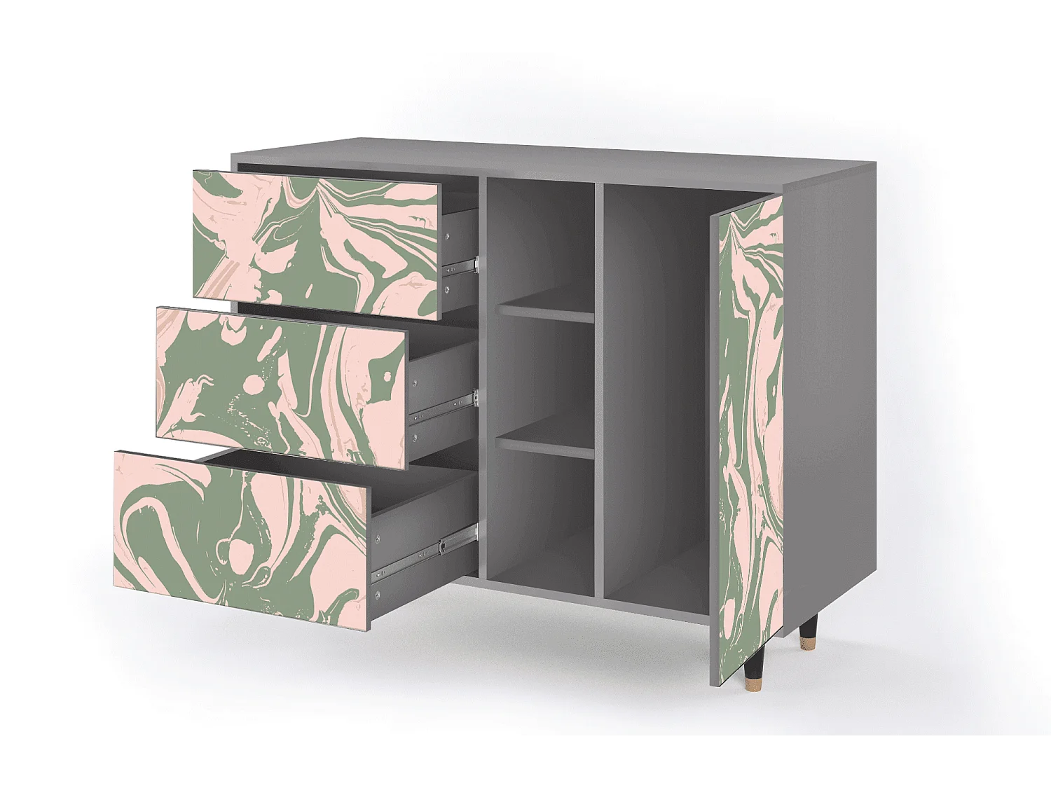 Buffet - 125x98x48 cm - BS2 - Aquarelle, Gris