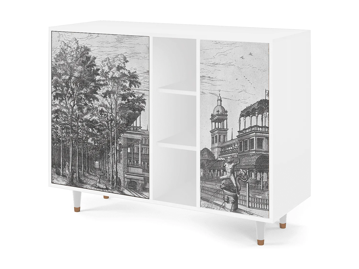 Aparador - 125x98x48 cm - BS2 - View of the Piazza, Branco