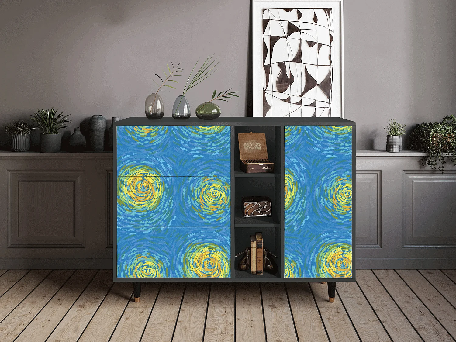 Sideboard - 125x98x48 cm - BS2 - Van Gogh Lights, Anthrazit