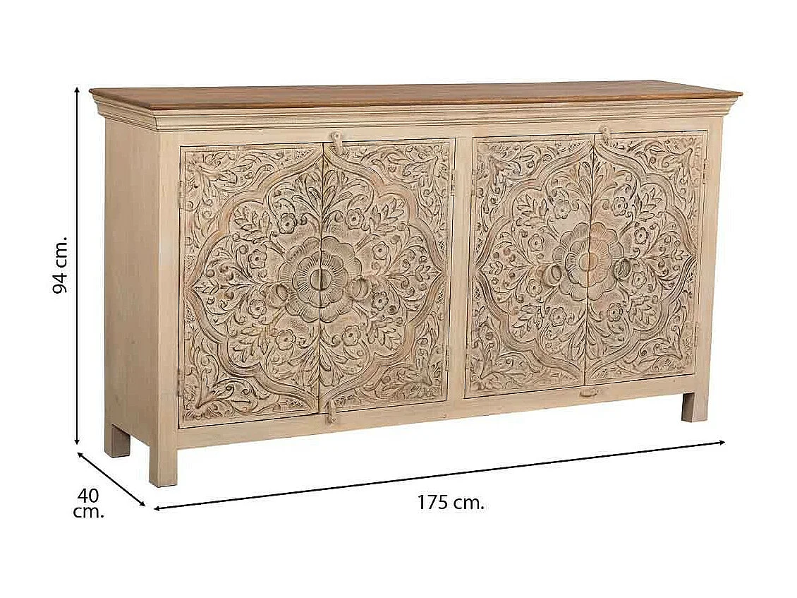 Buffet en bois beige 175x40x94h