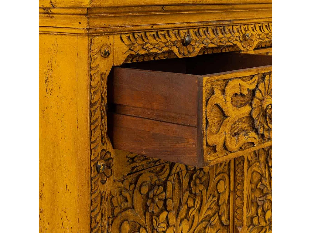 Buffet en bois artisanal jaune 147x45x96