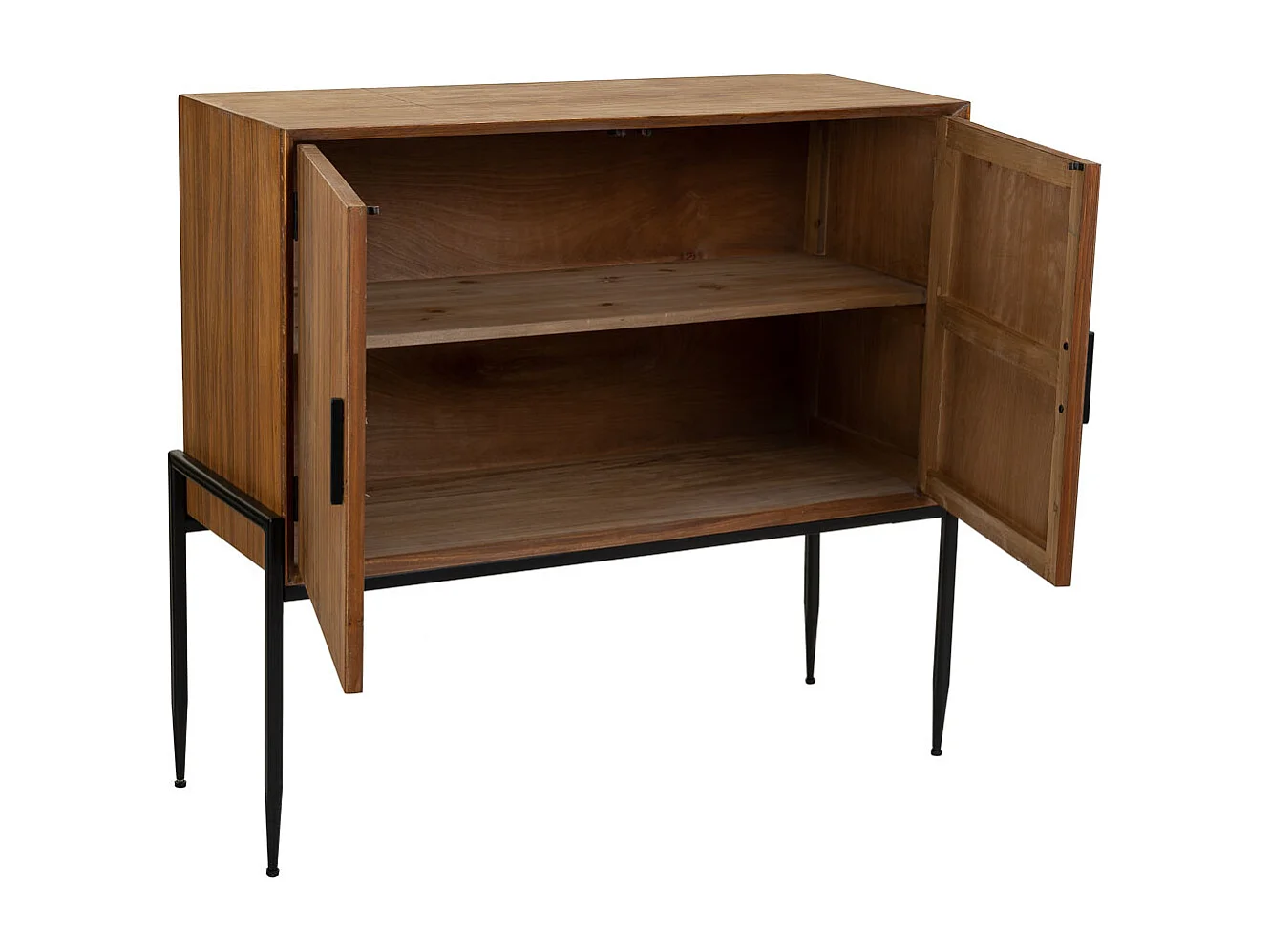 Buffet en bois marron et métal 110x40x99h cm