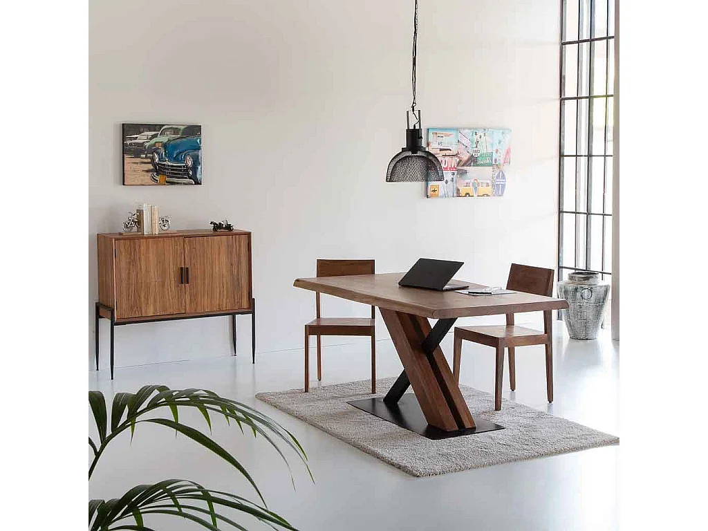 Credenza in legno e metallo marrone 110x40x99h cm