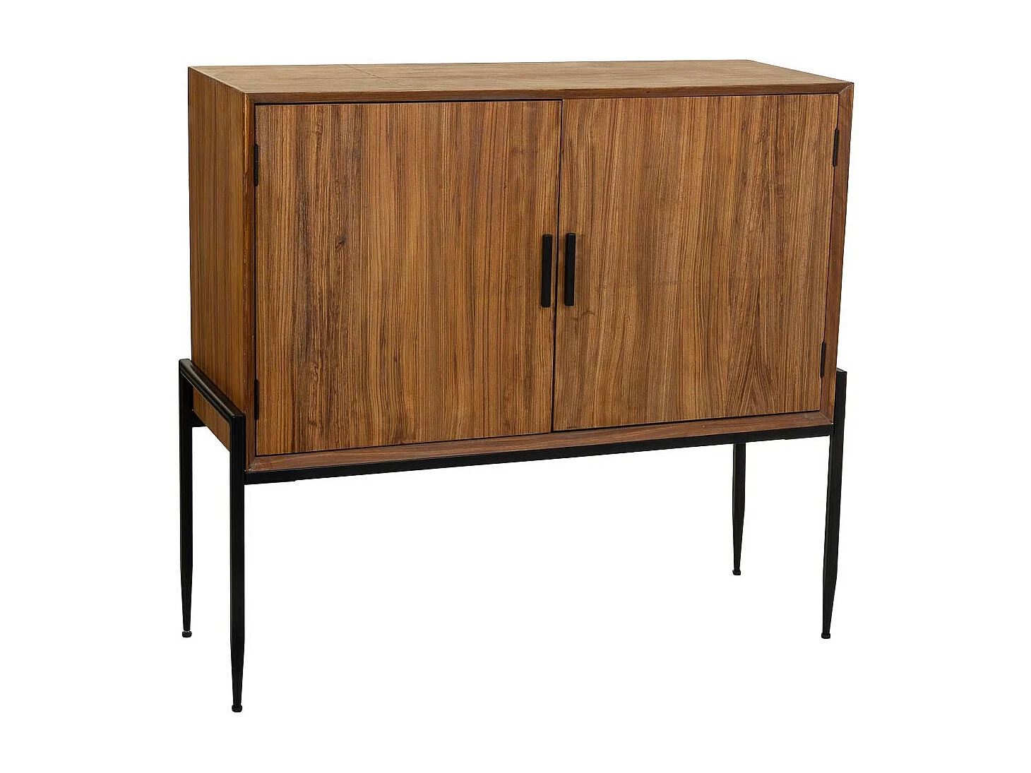 Credenza in legno e metallo marrone 110x40x99h cm