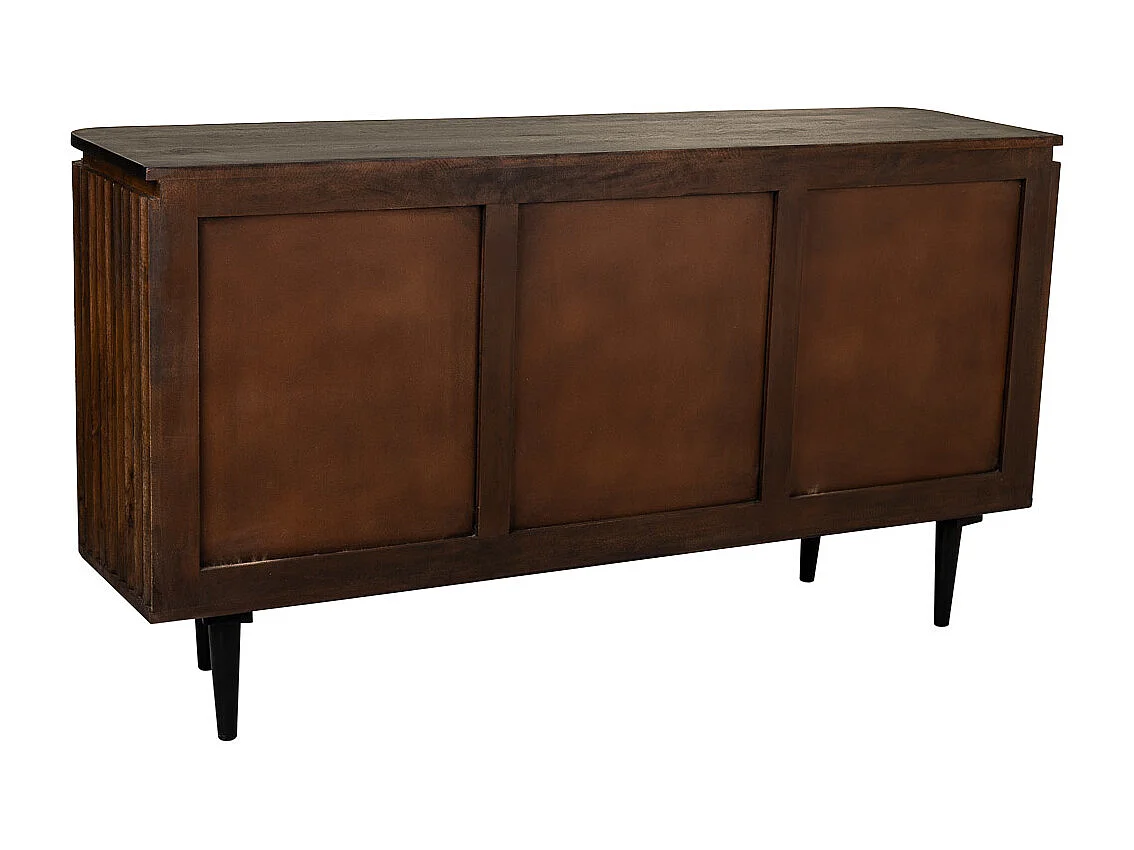 Buffet en bois artisanal noir 147x40x80h cm