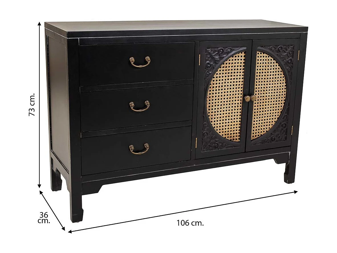 Aparador de madera negro 106x36x73 cm