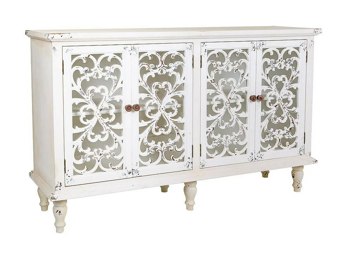 Credenza in legno con 4 porte 152x40x91h cm