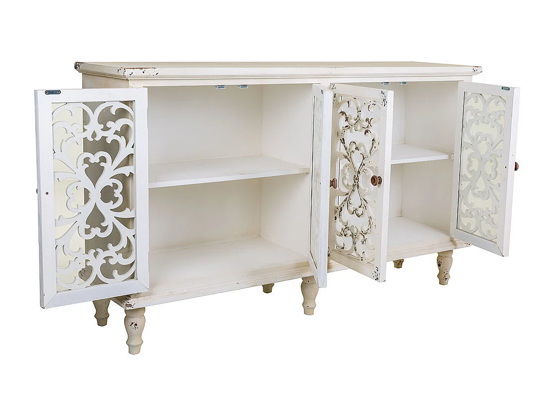 Credenza in legno con 4 porte 152x40x91h cm