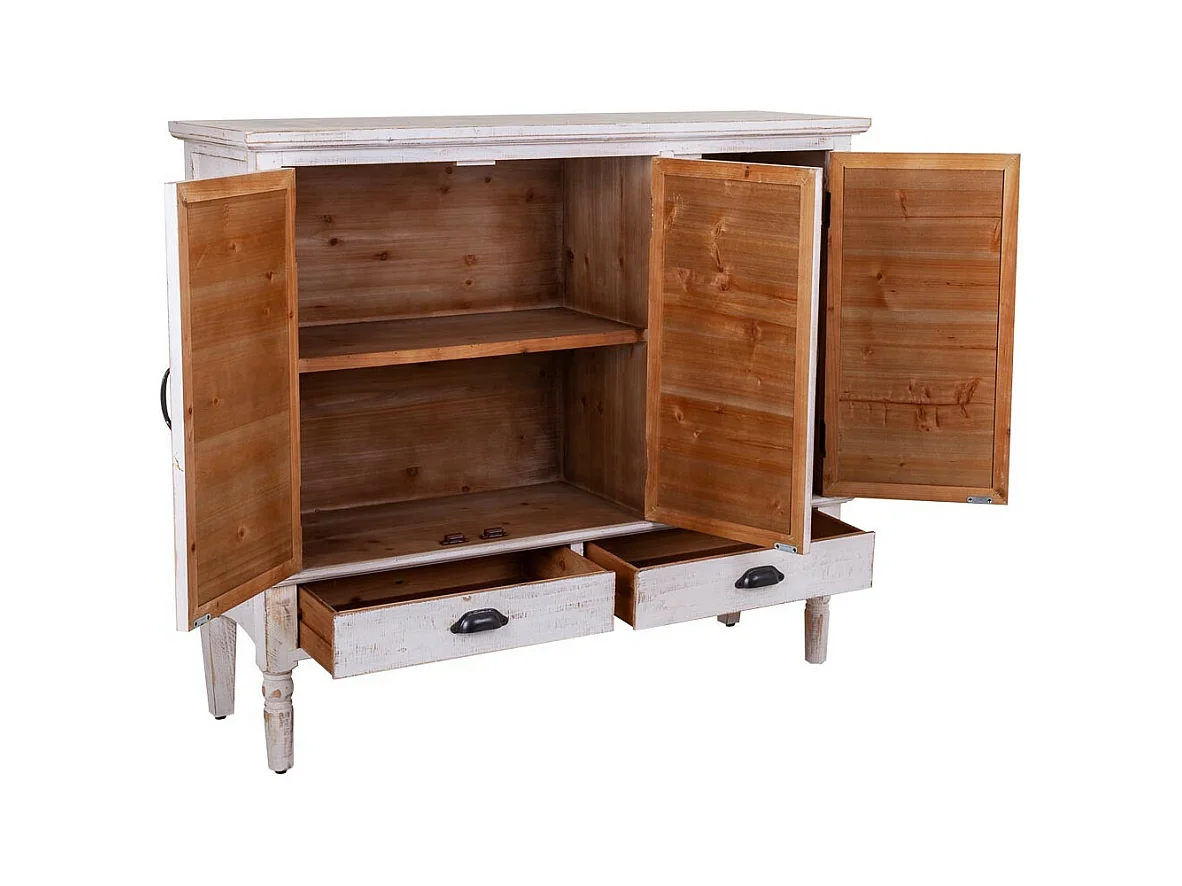 Buffet en bois sculpté 3 portes et 2 tiroirs 115x36x100h cm
