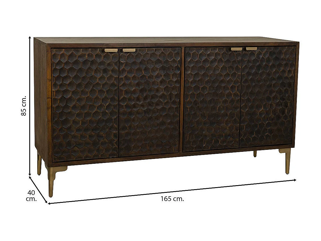 Buffet en bois et métal marron 165x40x85