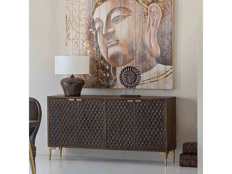 Credenza in legno e metallo marrone 165x40x85