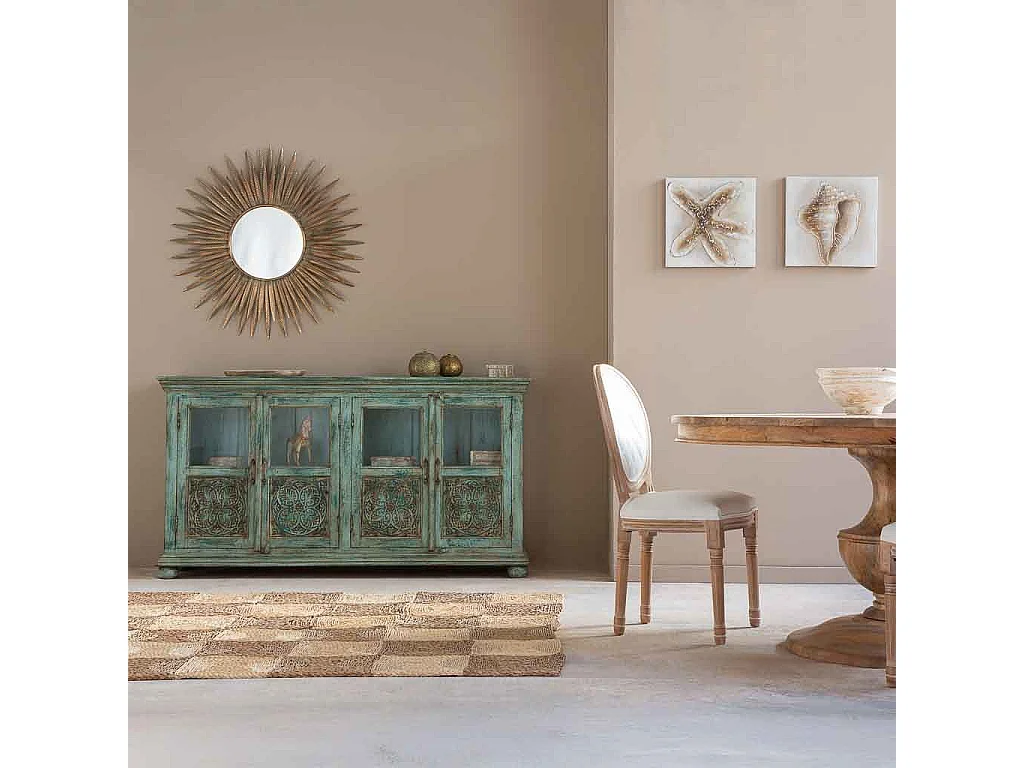 Aparador de madera azul 170x40x90 cm