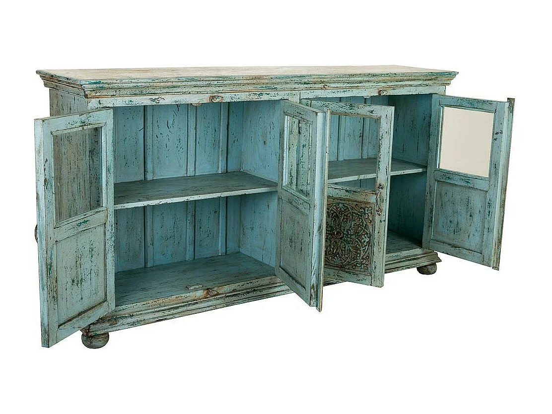 Aparador de madera azul 170x40x90 cm