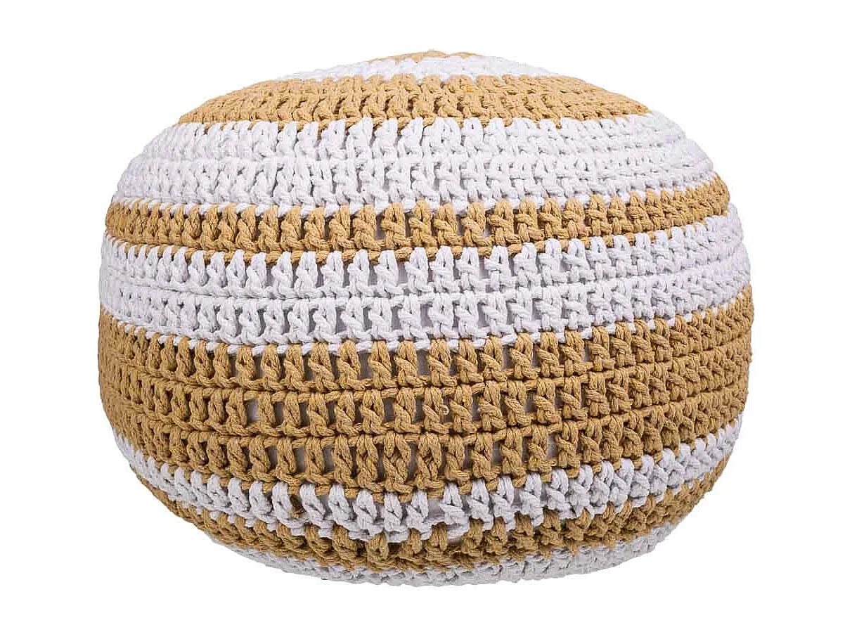 Brauner geflochtener Baumwoll-Puff 45x45x30h cm