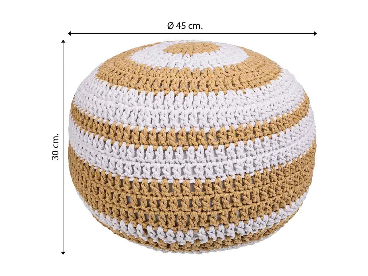 Brauner geflochtener Baumwoll-Puff 45x45x30h cm