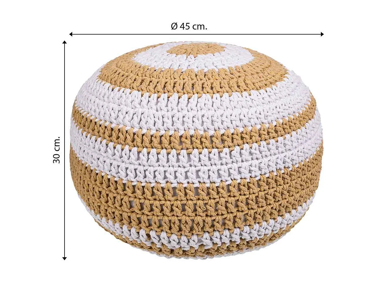 Brauner geflochtener Baumwoll-Puff 45x45x30h cm