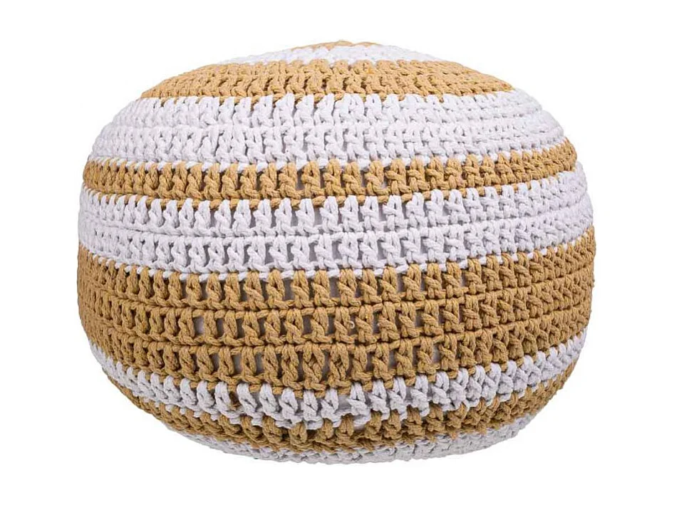 Puf in cotone intrecciato marrone 45x45x30h