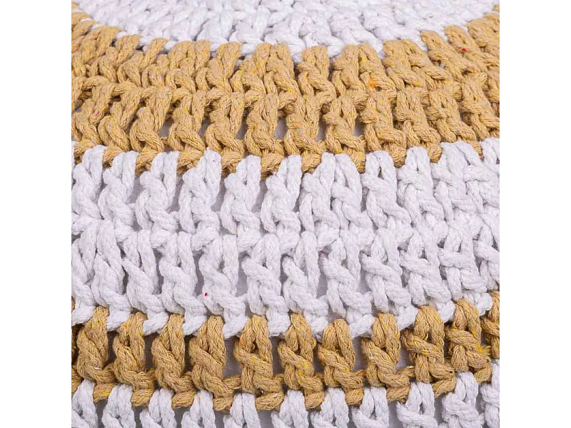 Puf in cotone intrecciato marrone 45x45x30h