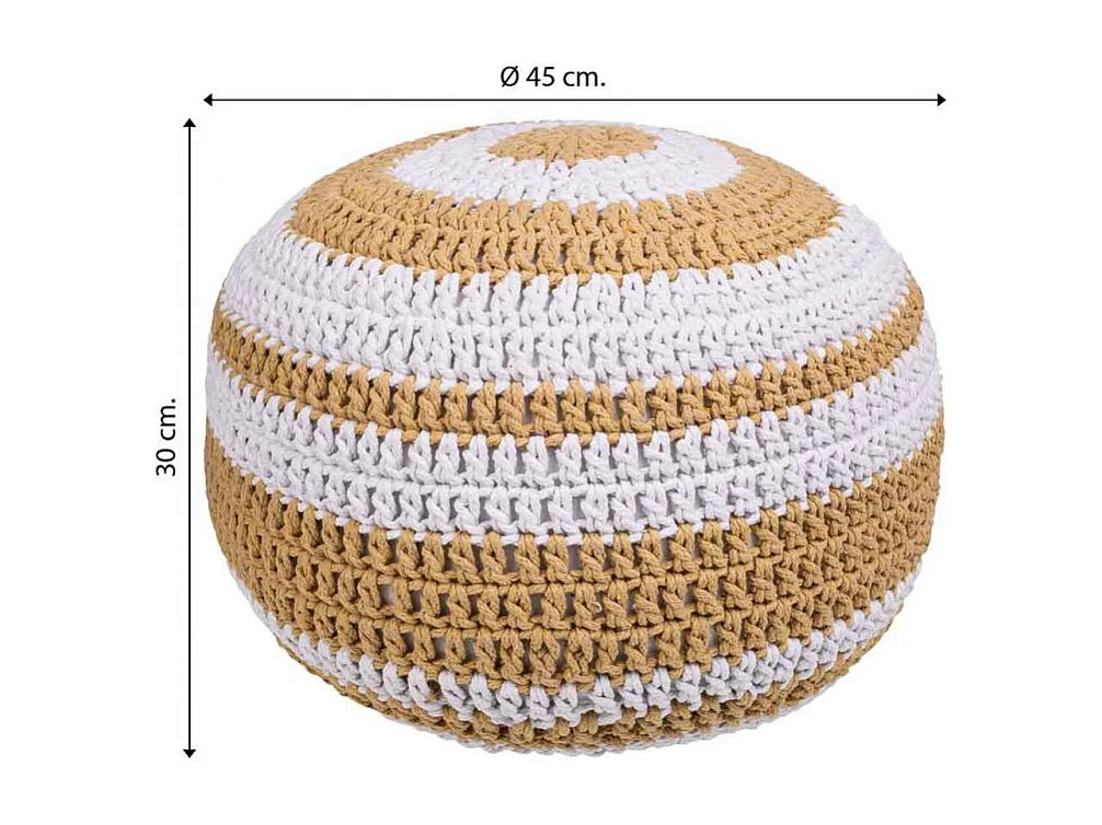 Puf in cotone intrecciato marrone 45x45x30h