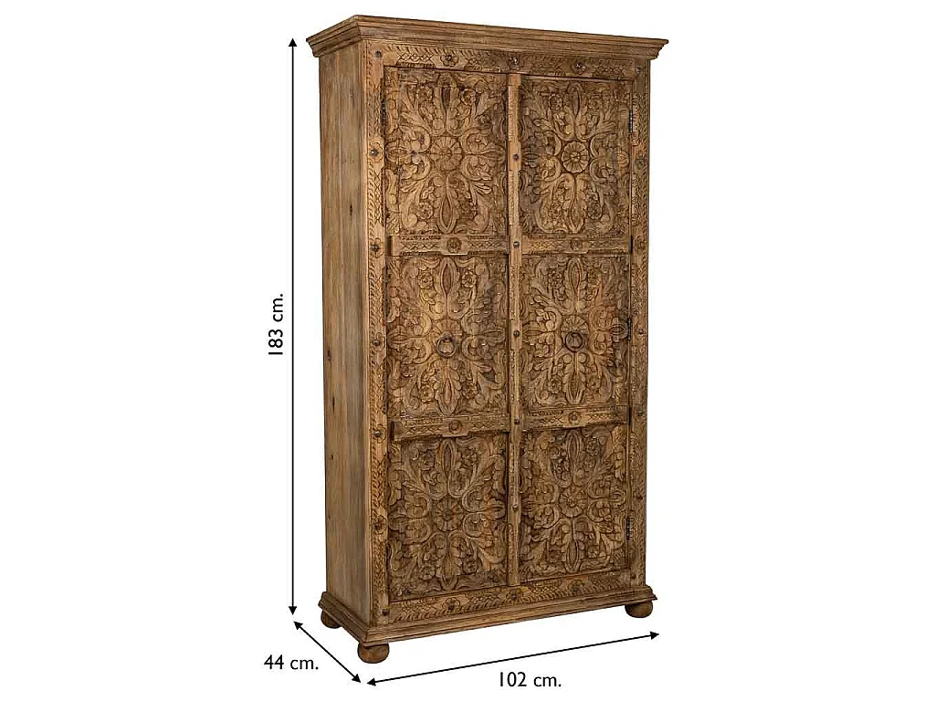 Armadio in legno fatto a mano marrone 102x44x183h