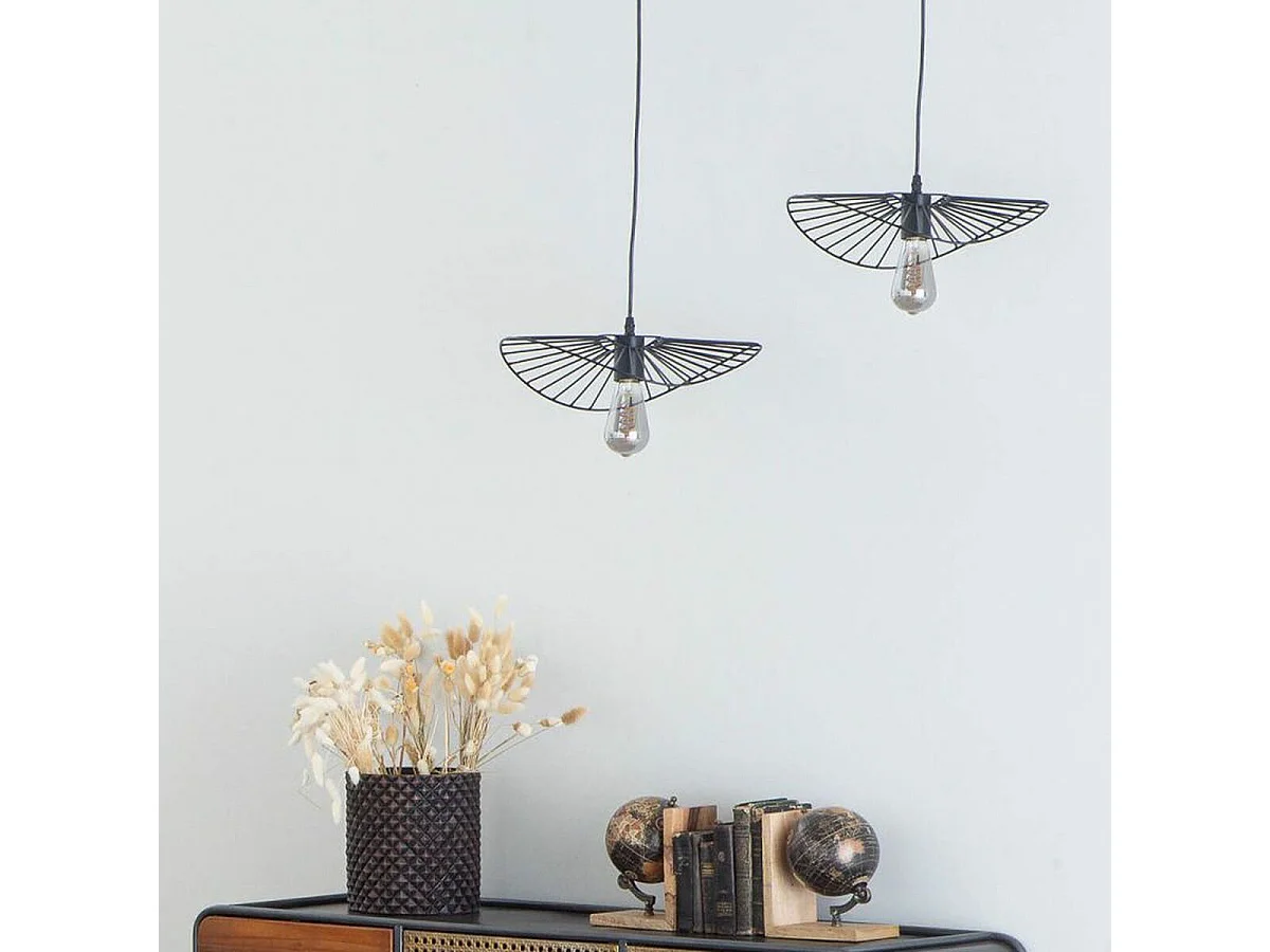 Deckenleuchte aus schwarzem Metall, 37x31x90h cm