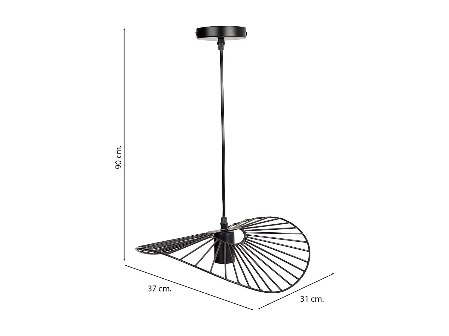 Plafoniera in metallo nero 37x31x90h