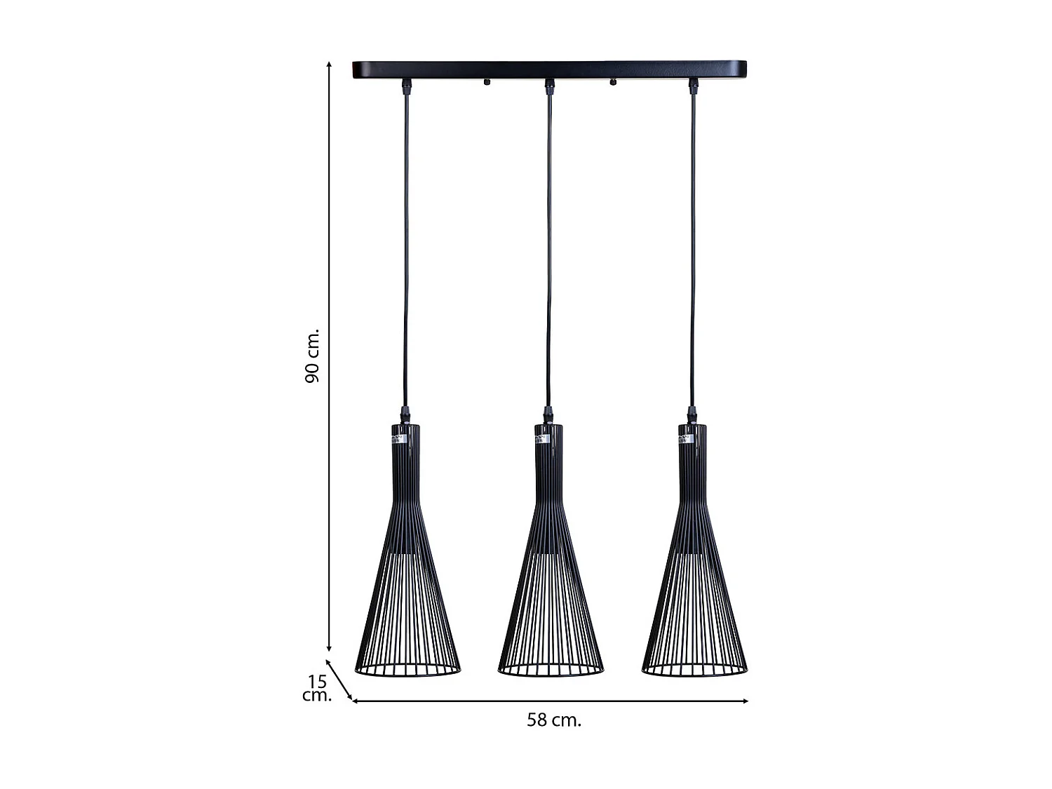 Plafoniera in metallo nero 58x15x90h