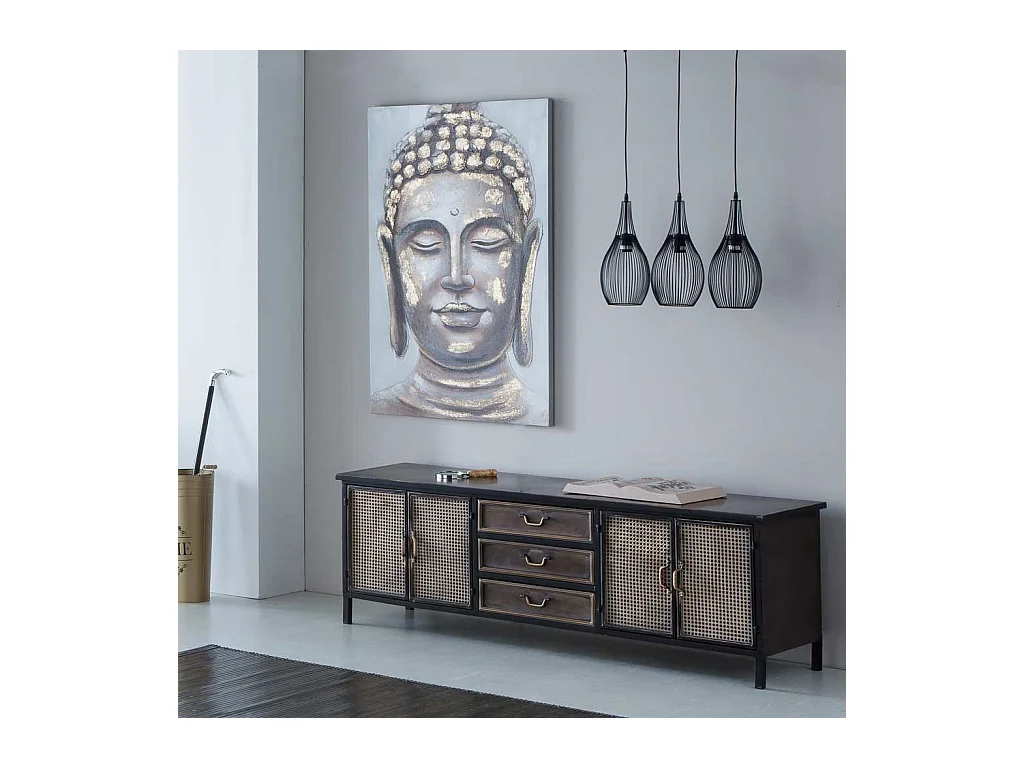 Lámpara de techo de metal negra 58x17x94