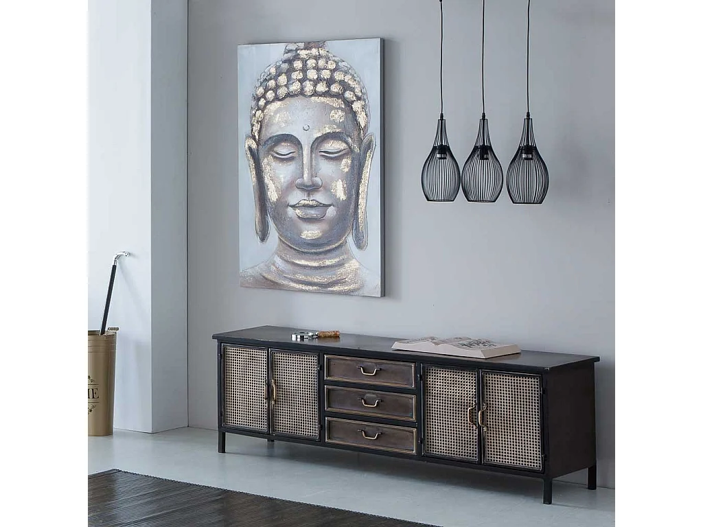Candeeiro de teto em metal preto 58x17x94