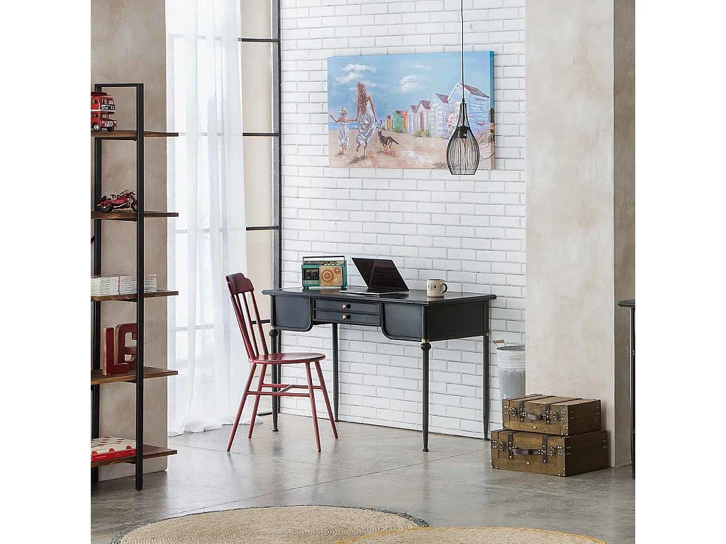 Deckenleuchte aus schwarzem Metall, 17x17x110h cm