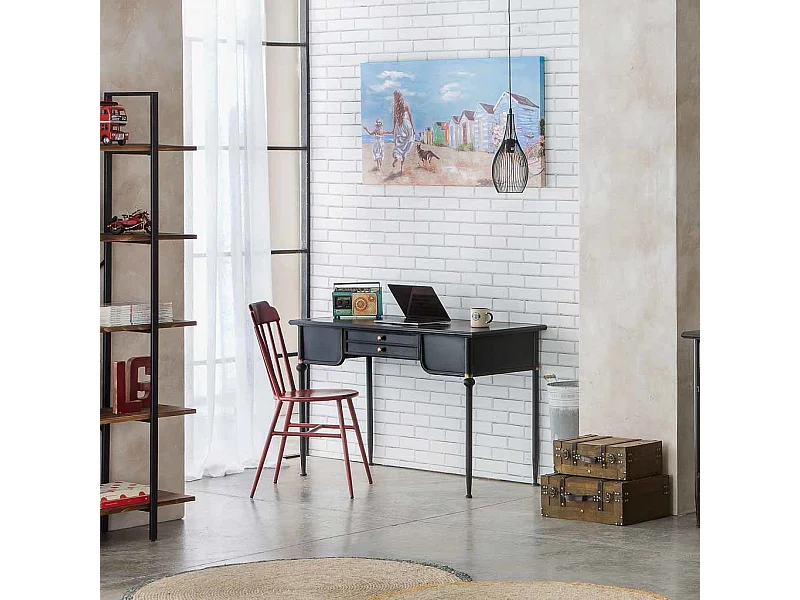 Candeeiro de teto em metal preto 17x17x110