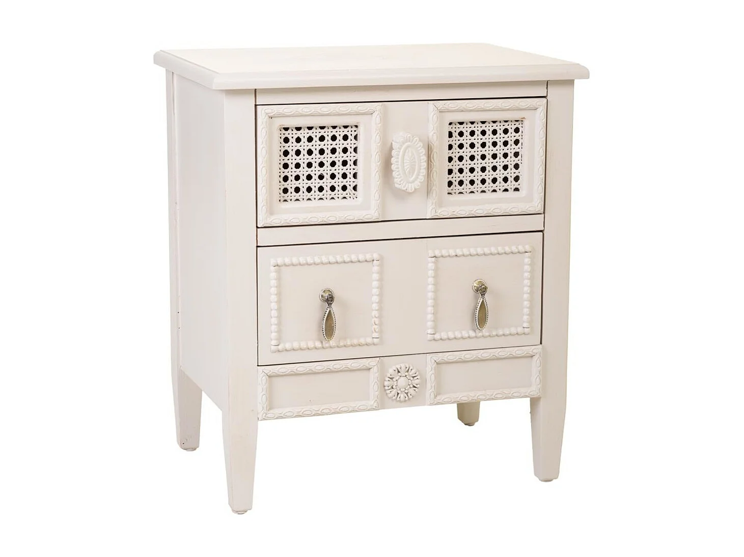 Beigefarbene lackierte Nachttisch aus Holz 46x32x52h cm