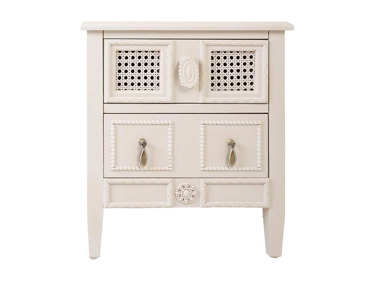 Beigefarbene lackierte Nachttisch aus Holz 46x32x52h cm beigem