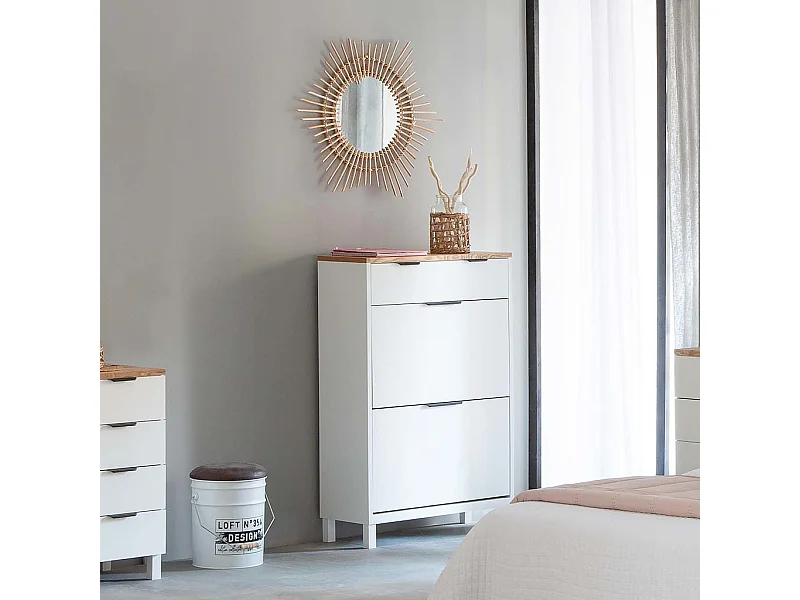 Mueble zapatero 2 cajones y 2 puertas 80x33x120,5h cm