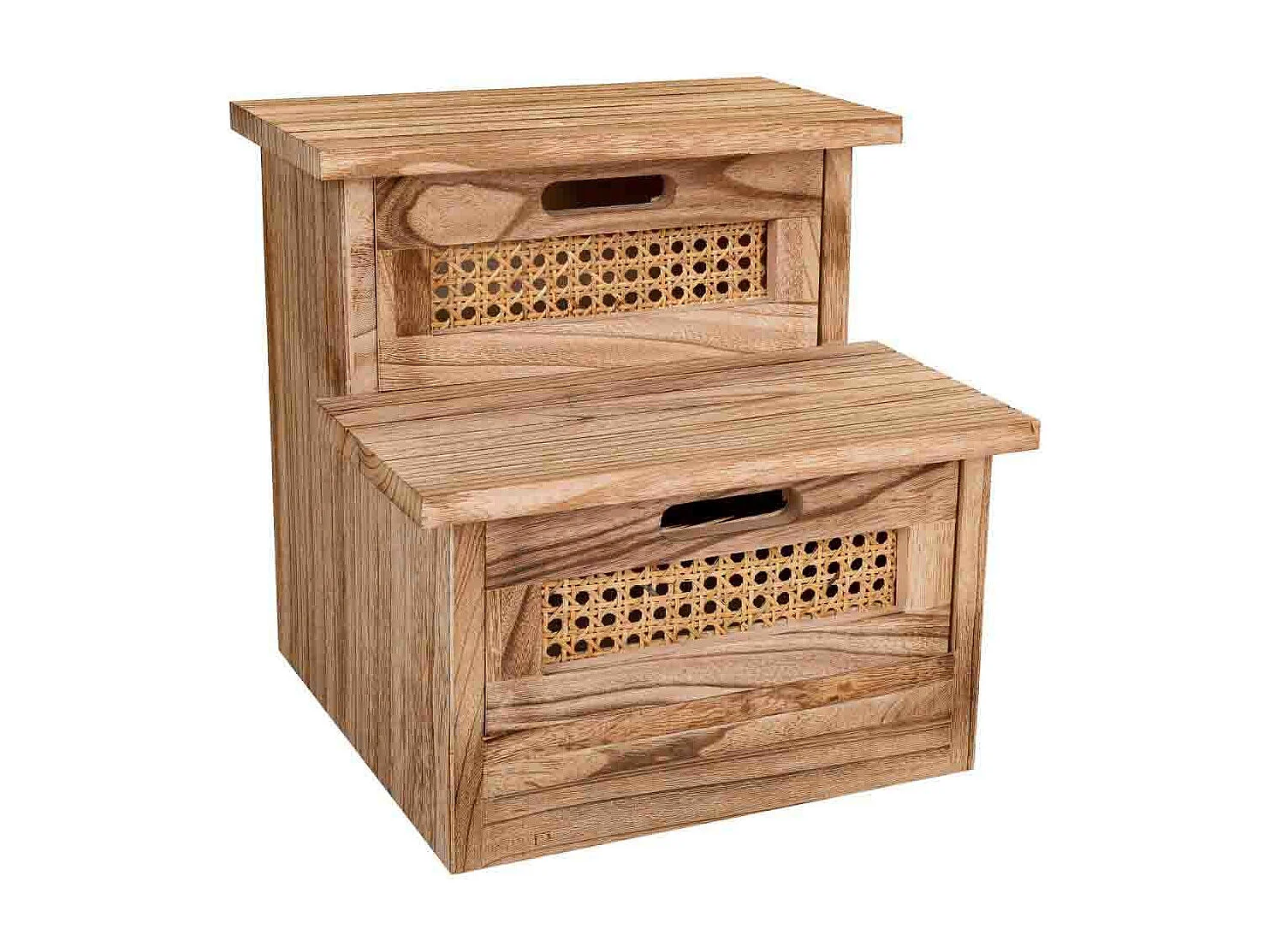 Escada de banco em malha de madeira e marrom 34x34x34