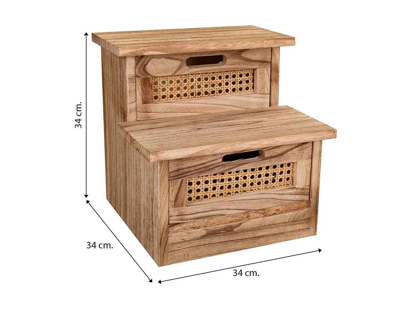 Escada de banco em malha de madeira e marrom 34x34x34